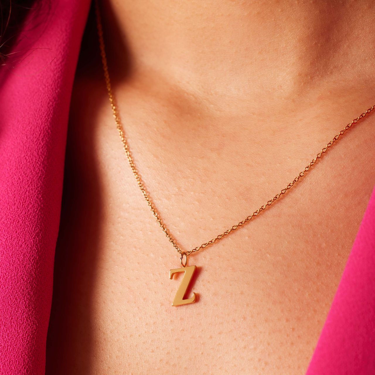 Stalen goldplated ketting letter Z