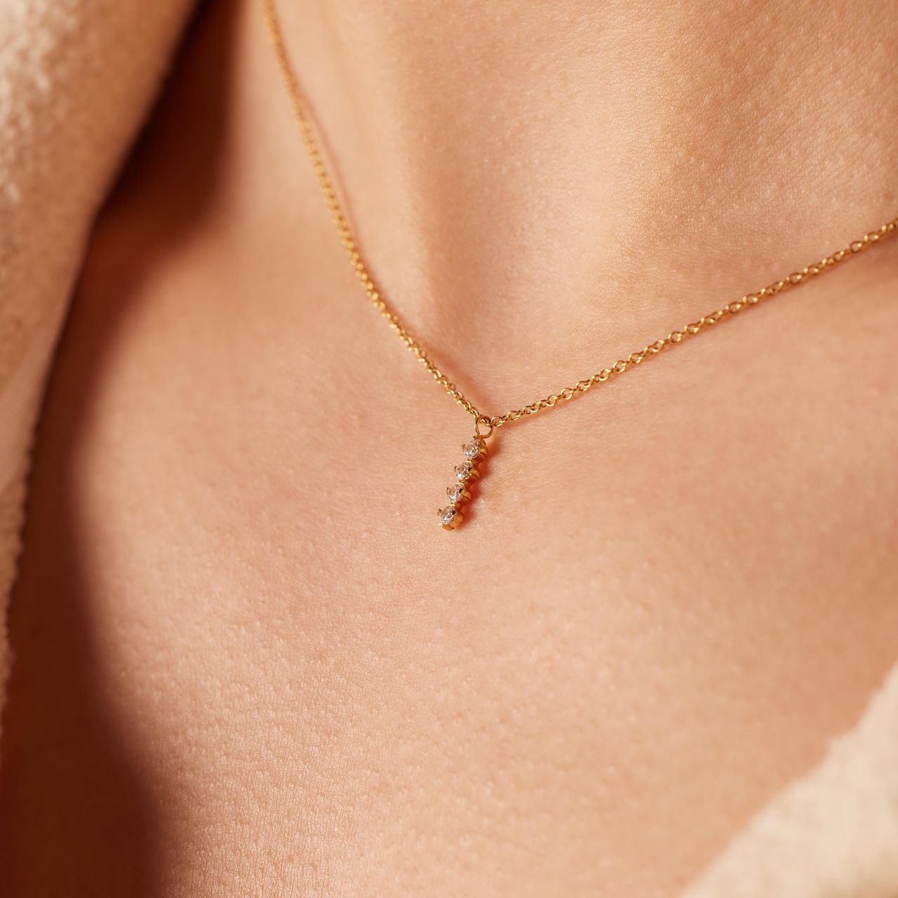 Stalen goldplated ketting met hanger met zirkonia voor dames