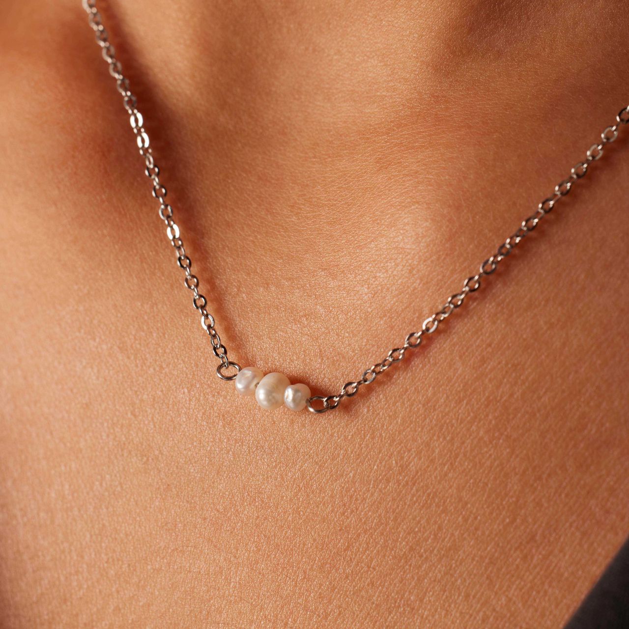 Myla stainless steel ketting met parels voor dames