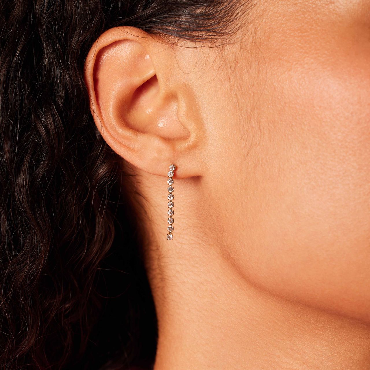 Stalen goldplated tennisoorbellen met stras