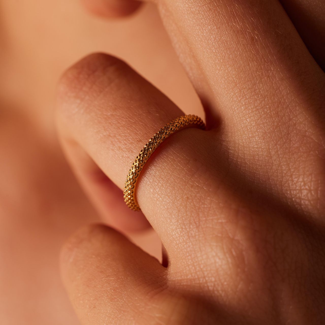 Promise Ring aus Edelstahl, vergoldet, verziert