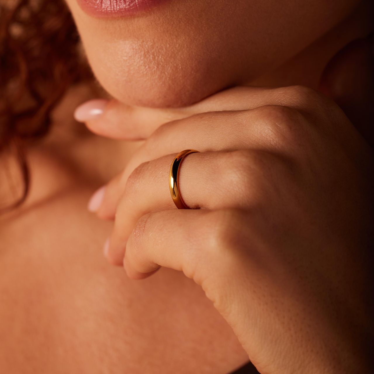 Vergoldeter Ring aus Edelstahl, 3mm