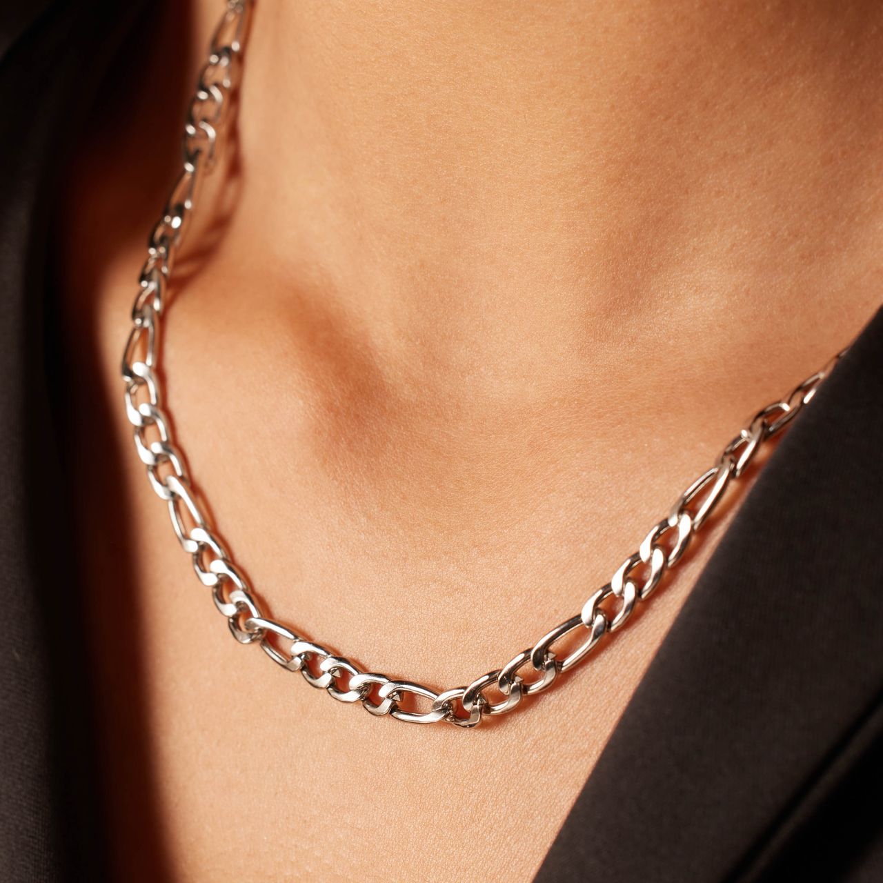 Stainless steel figaro ketting unisex 5mm breed