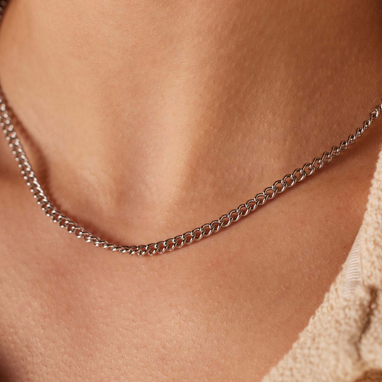 Stalen schakelketting 4mm voor dames