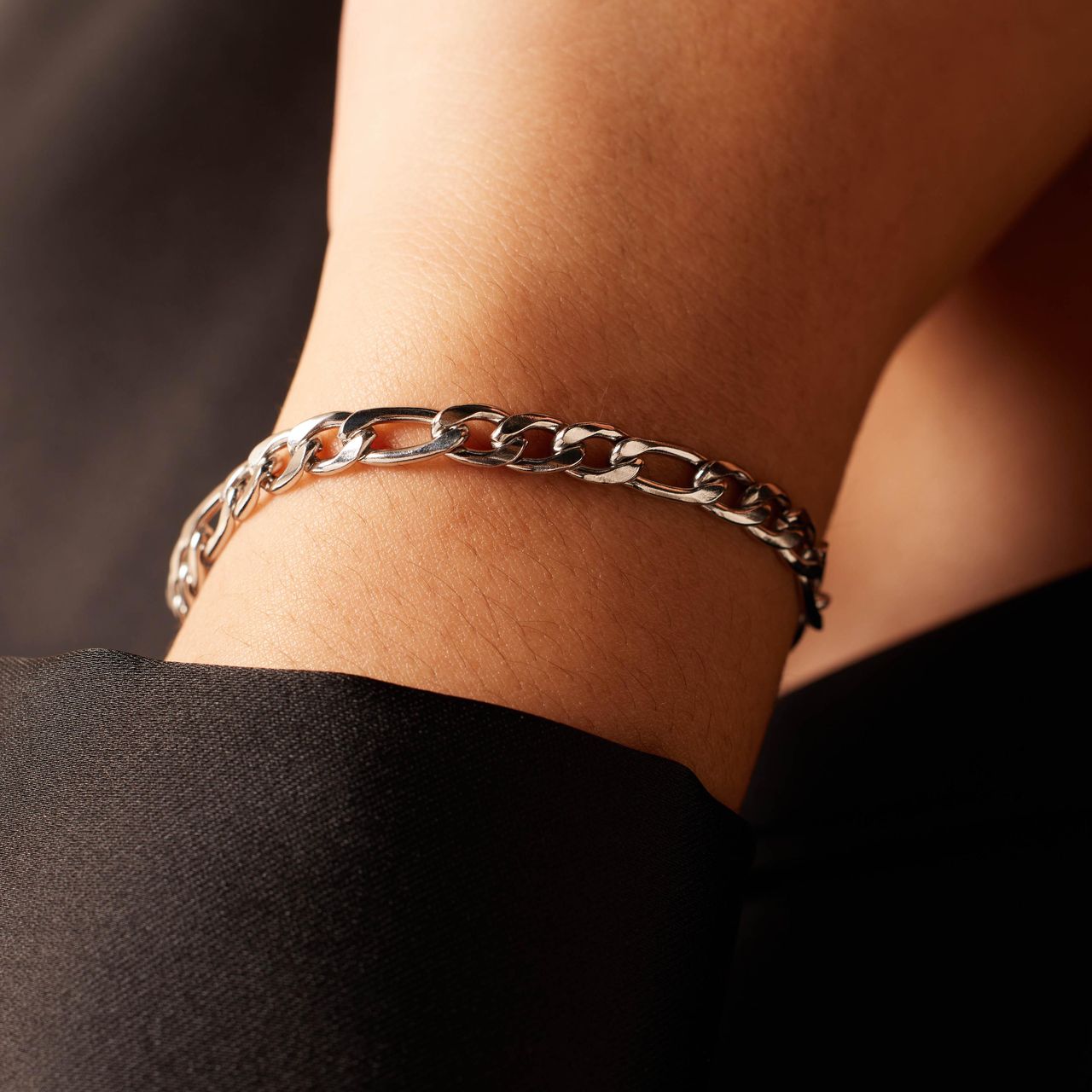 Stainless steel armband figaro 5mm