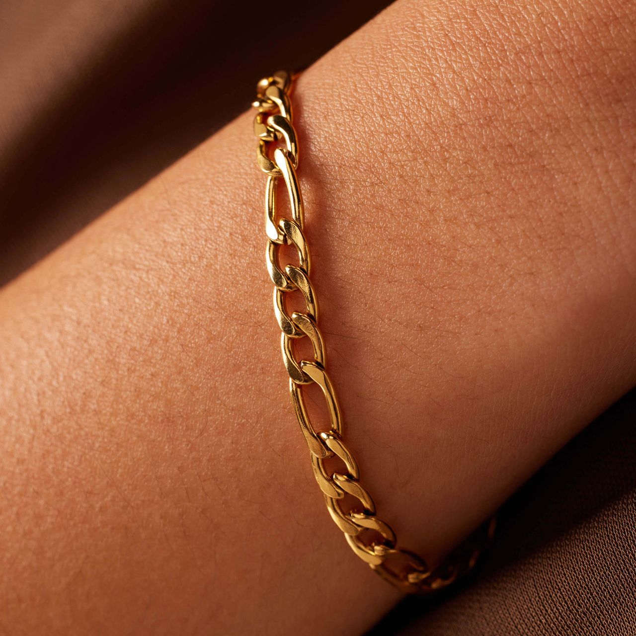 Armband aus Edelstahl, vergoldet, mit Figaroglied, 5 mm