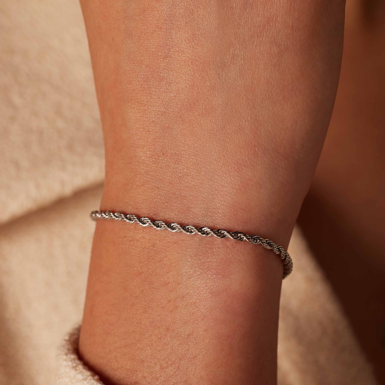 Armband mit Kordel-Glied aus Edelstahl, 3 mm