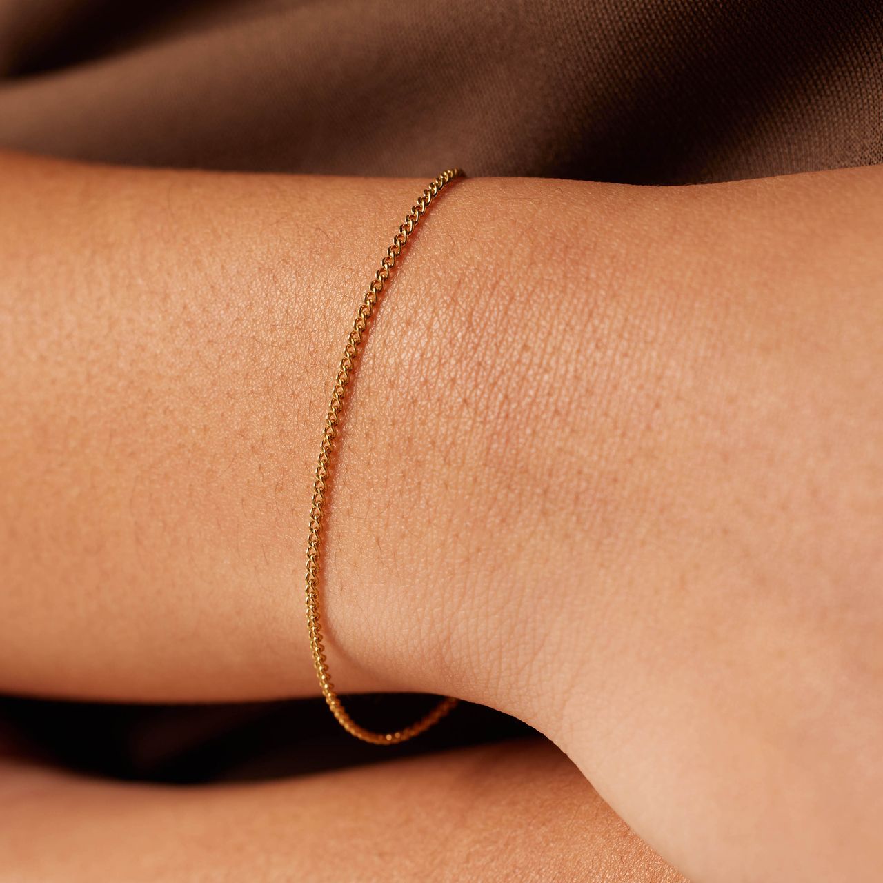 Armband aus Edelstahl, vergoldet, Gourmet-Glied ,1mm