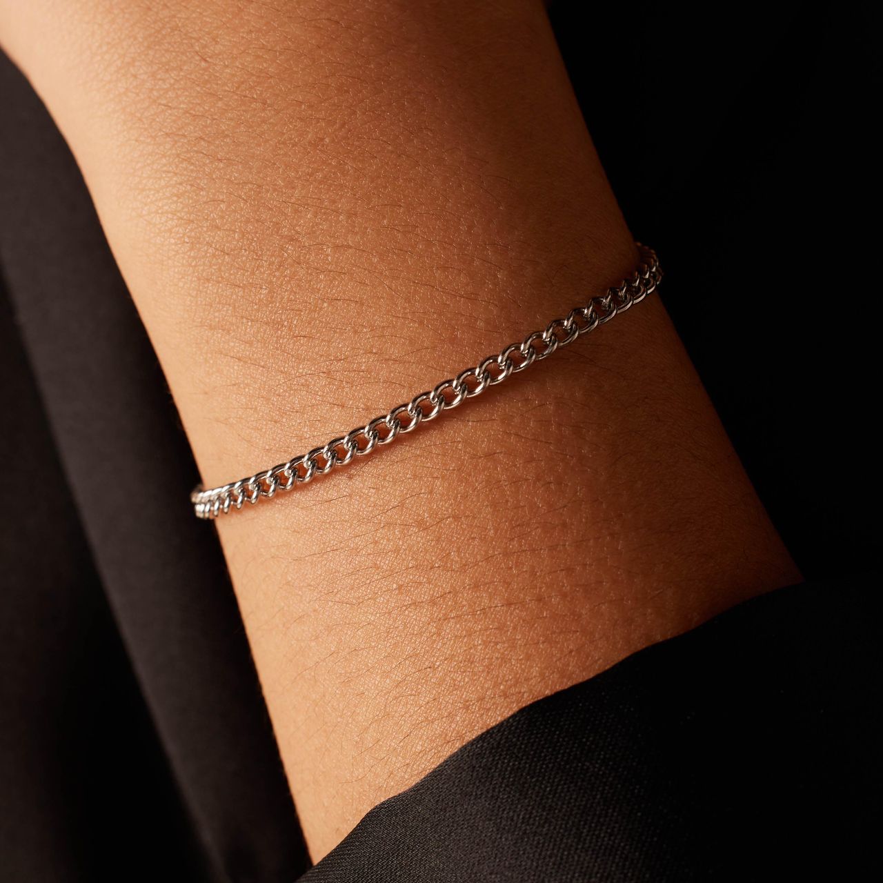 Armband mit Gourmet-Glied aus Edelstahl, 3 mm