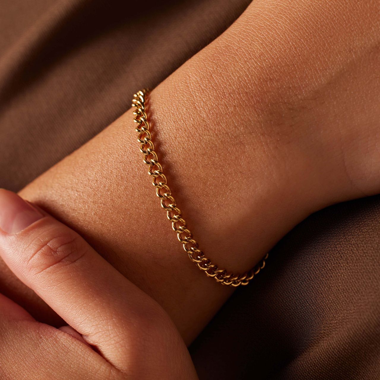 Stalen goldplated armband gourmet 4mm