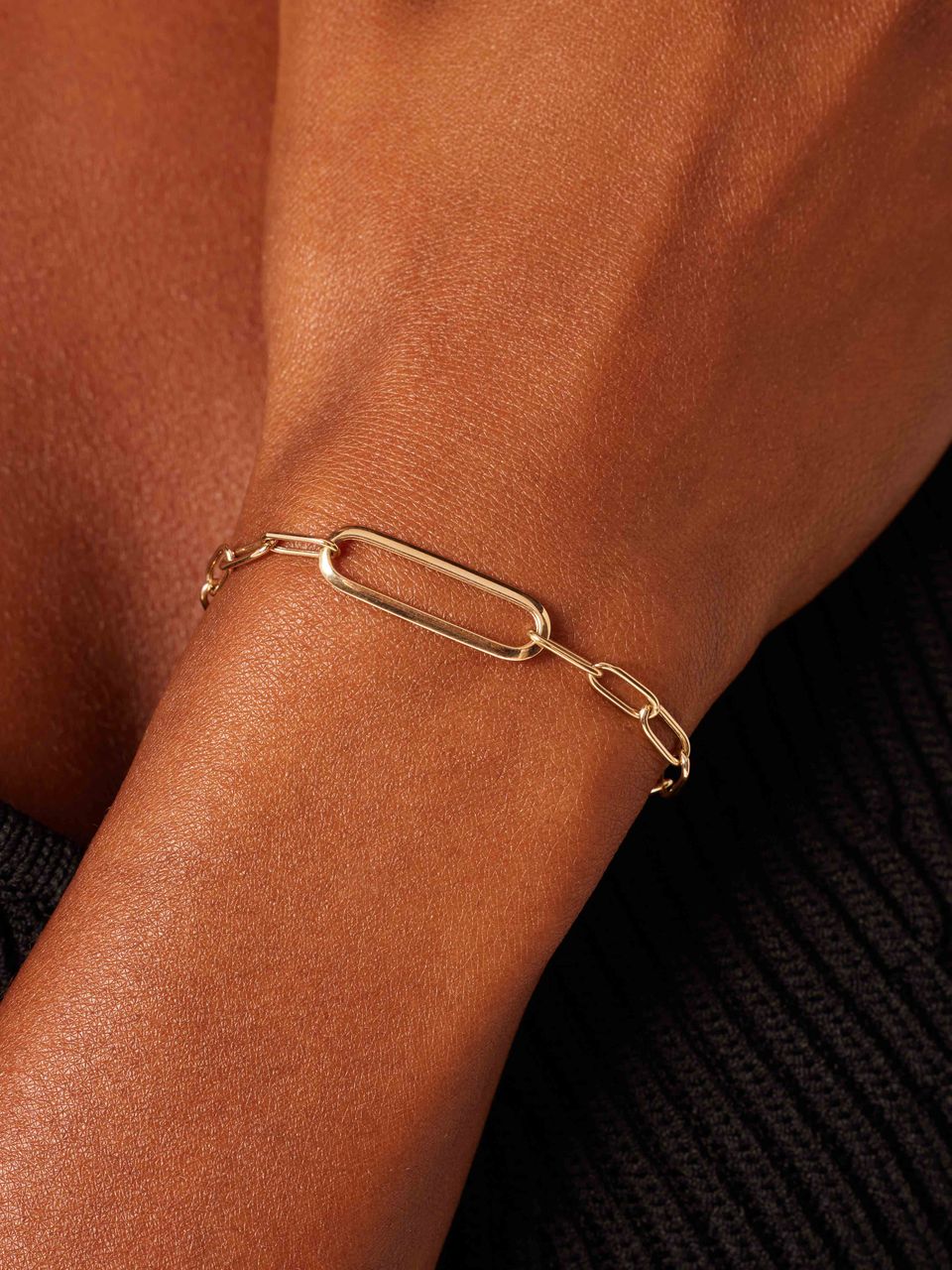 Armband aus 585er Gelbgold, Büroklammer