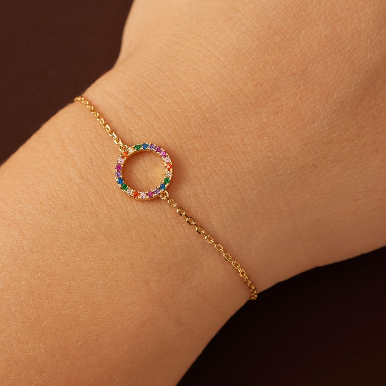 Zilveren goldplated armband zirkonia voor dames