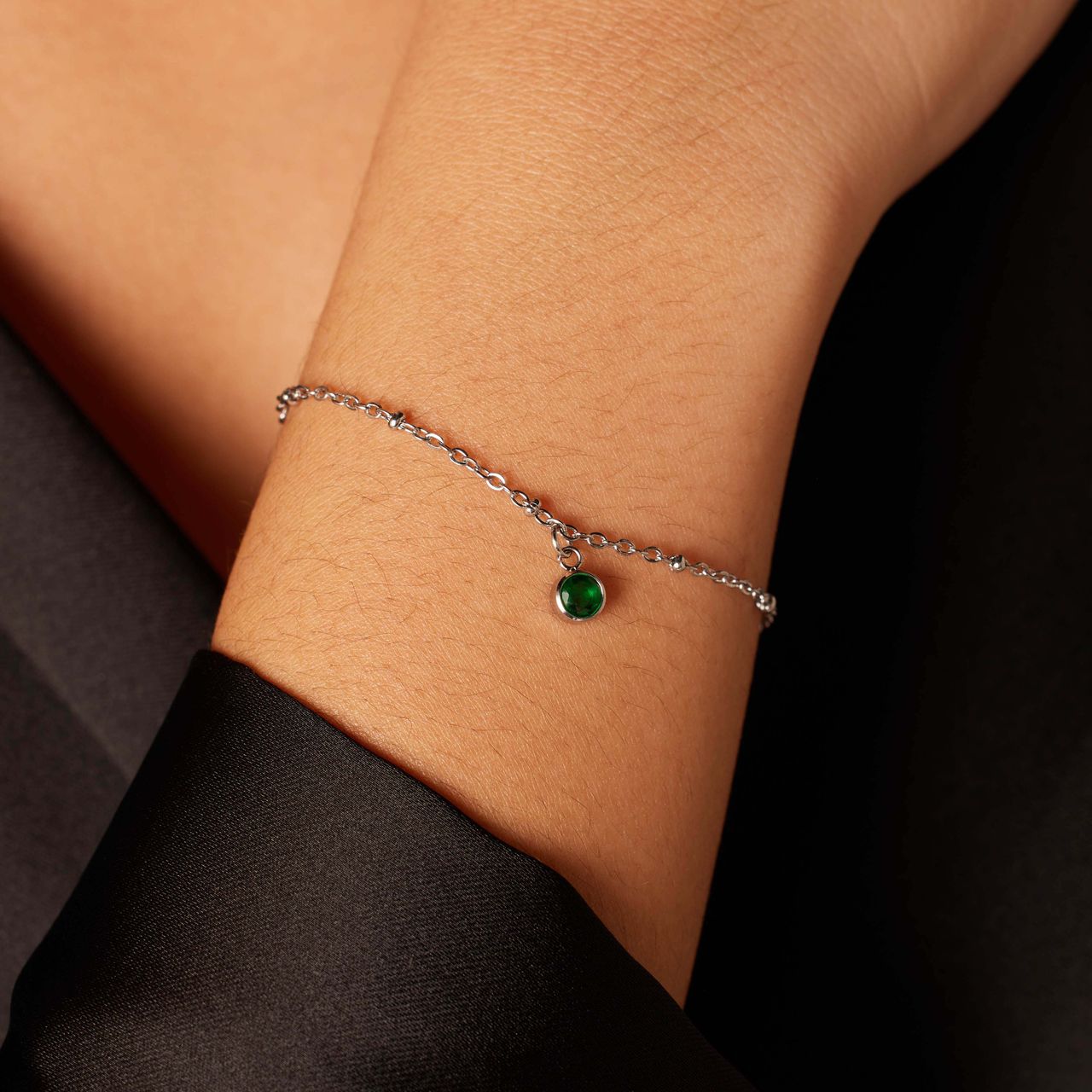 Stainless steel armband geboortesteen mei