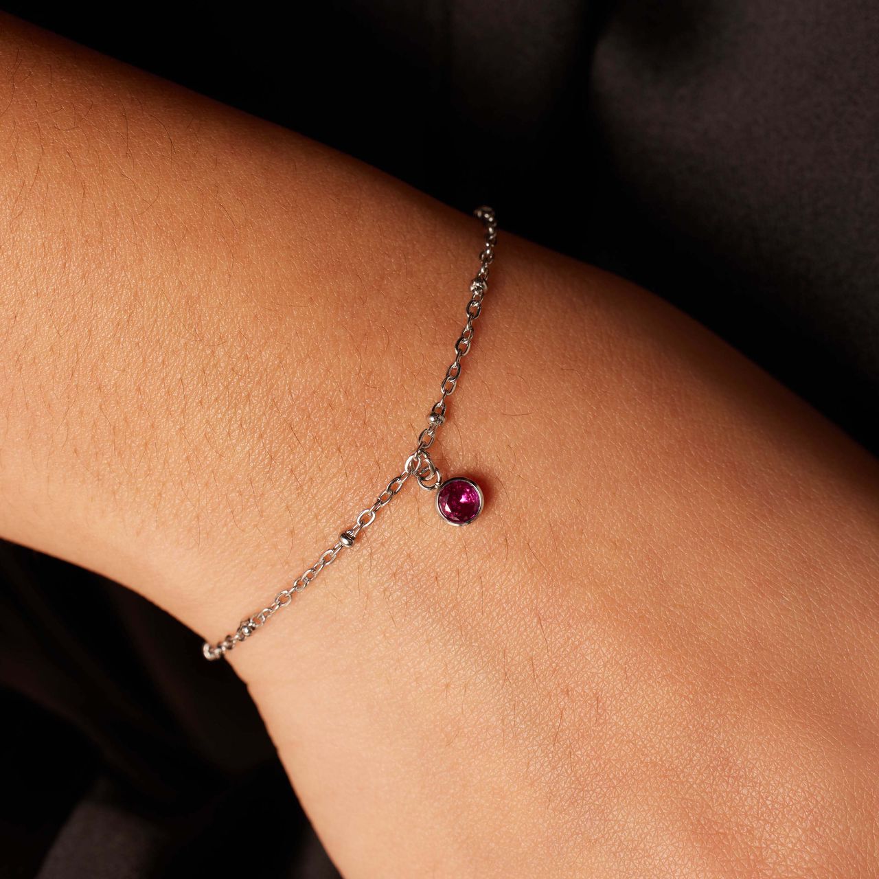 Stalen armband geboortesteen juli