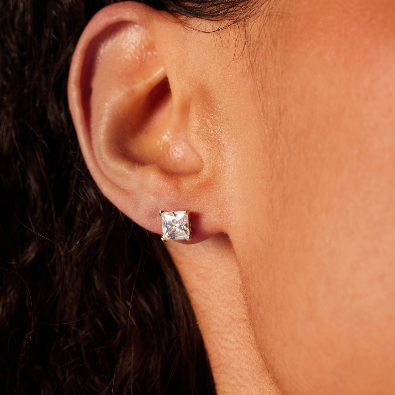 Zilveren goldplated oorknoppen met zirkonia voor dames