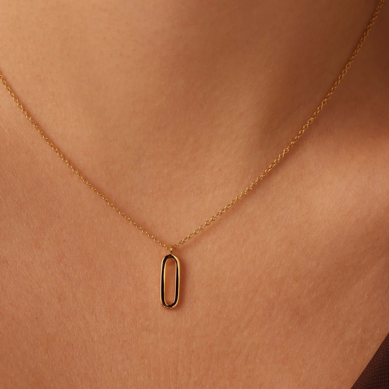 Zilveren goldplated ketting met hanger ovaal