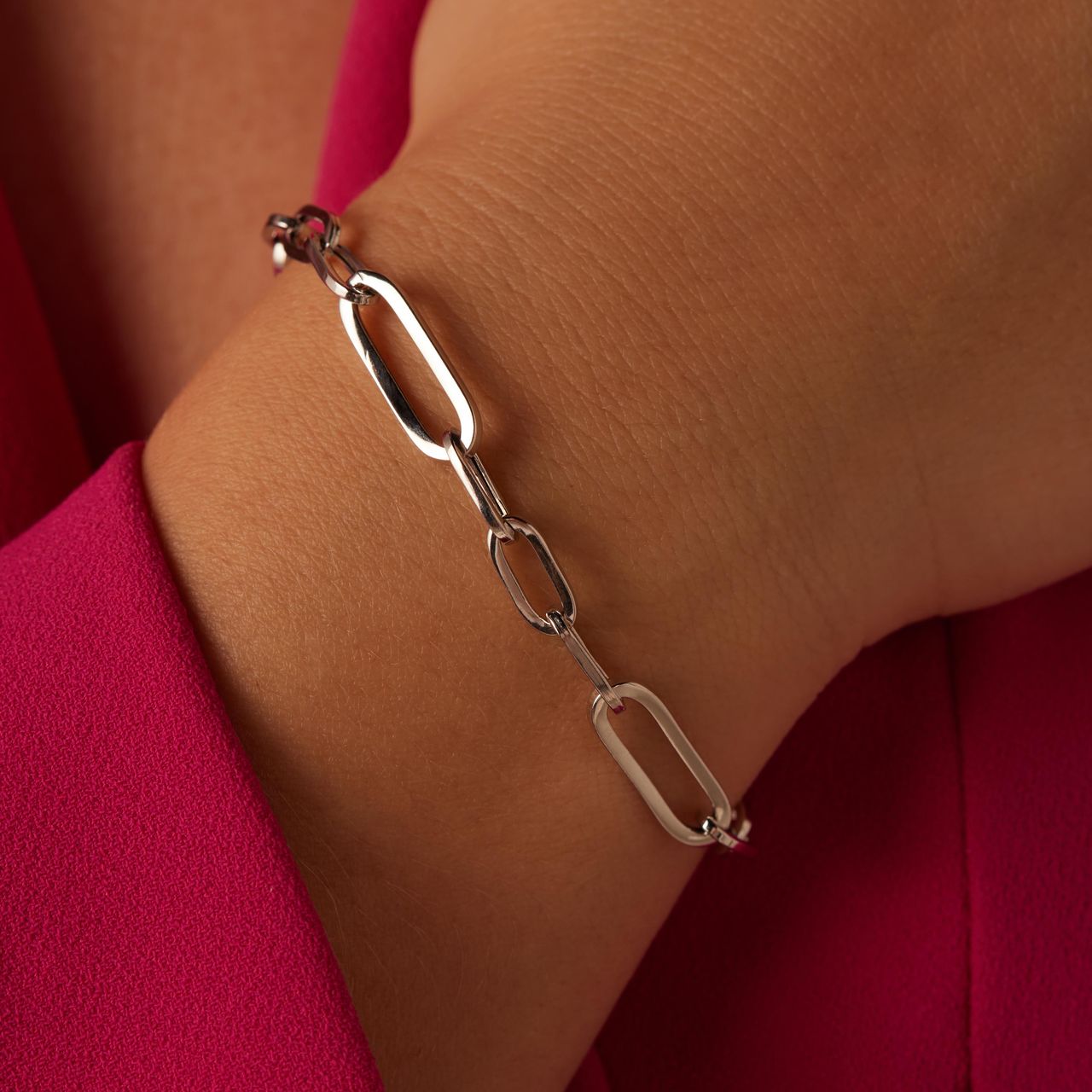 Büroklammer-Armband, 925 Silber