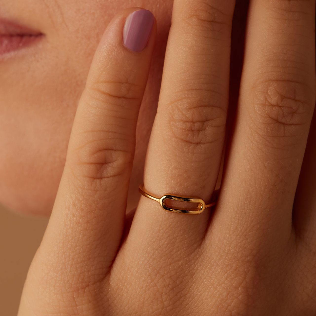 Ring, 925 Silber, vergoldet, oval