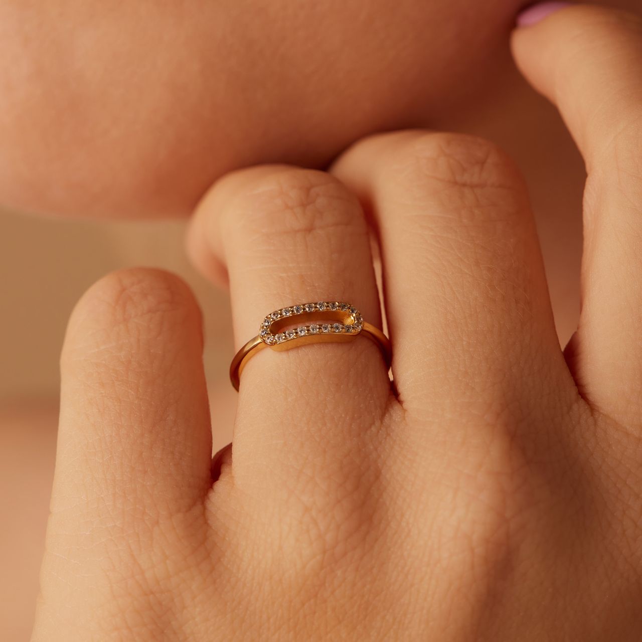 Ring, 925 Silber, vergoldet, oval