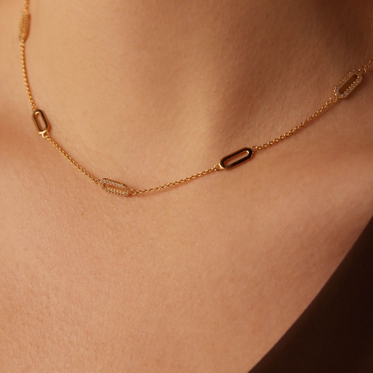 Zilveren goldplated ketting met hanger met zirkonia voor dames