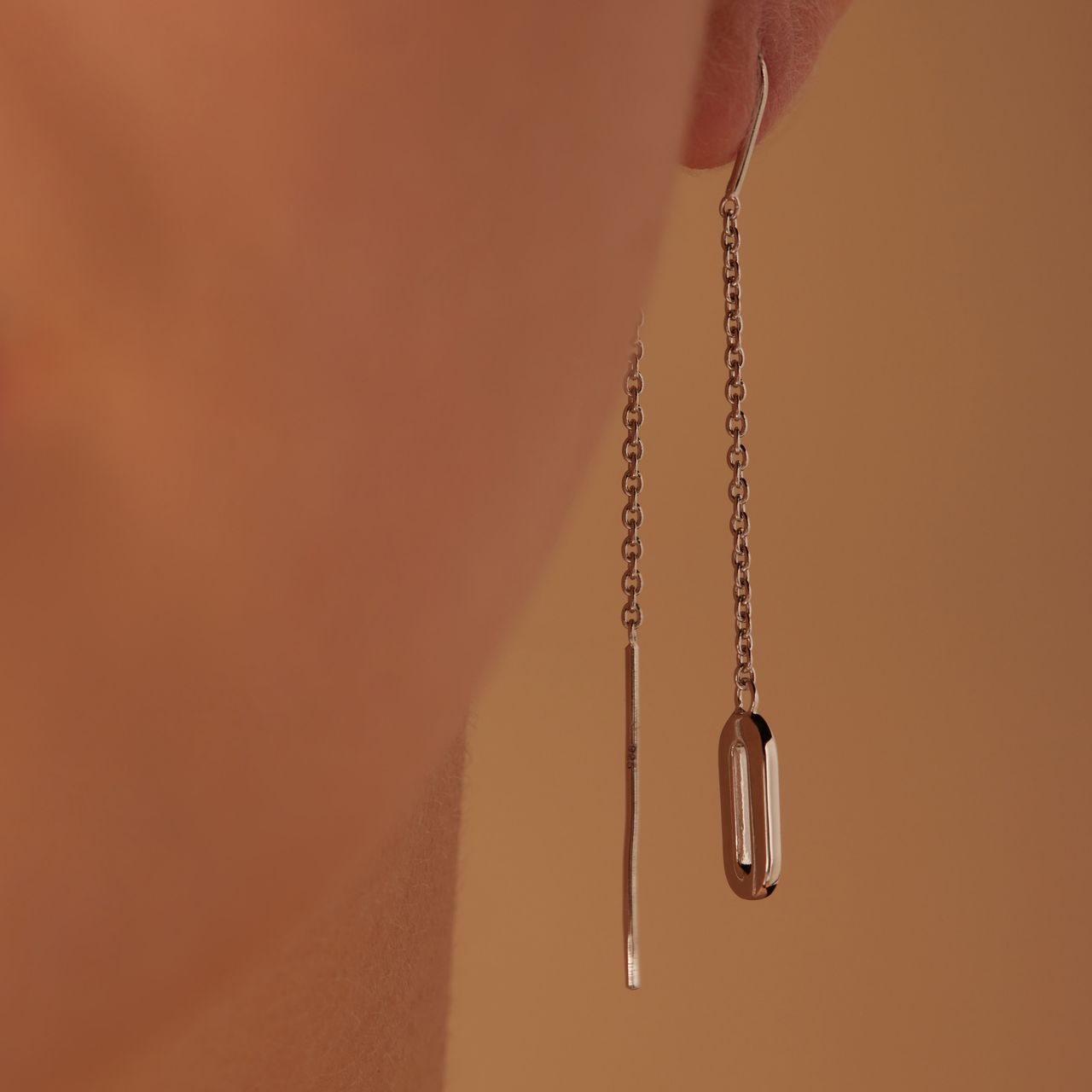 Durchzieher-Ohrringe aus 925er Silber, oval, mit Zirkonia