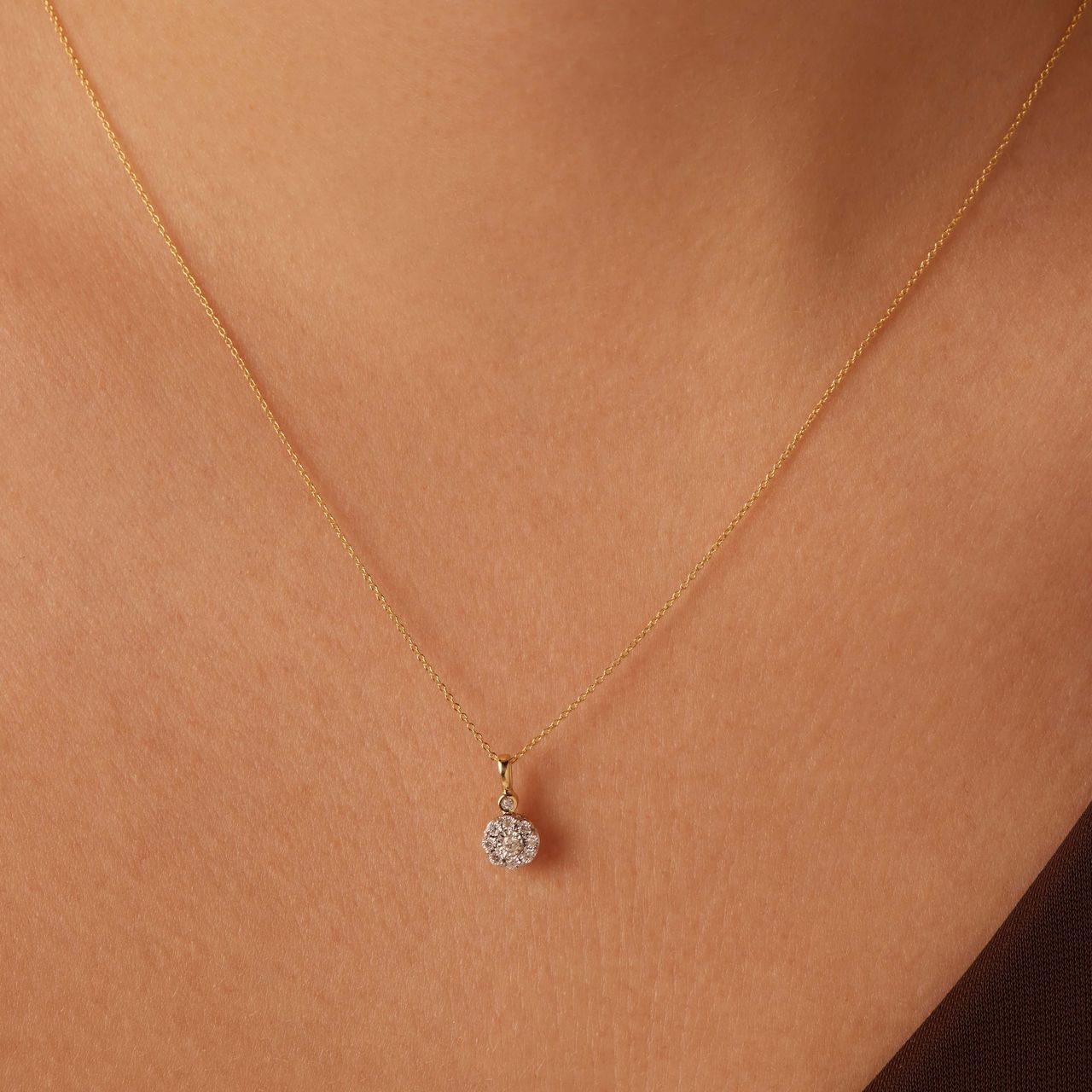 14 Karat Gelbgoldkette mit 10 Diamanten 0,05ct