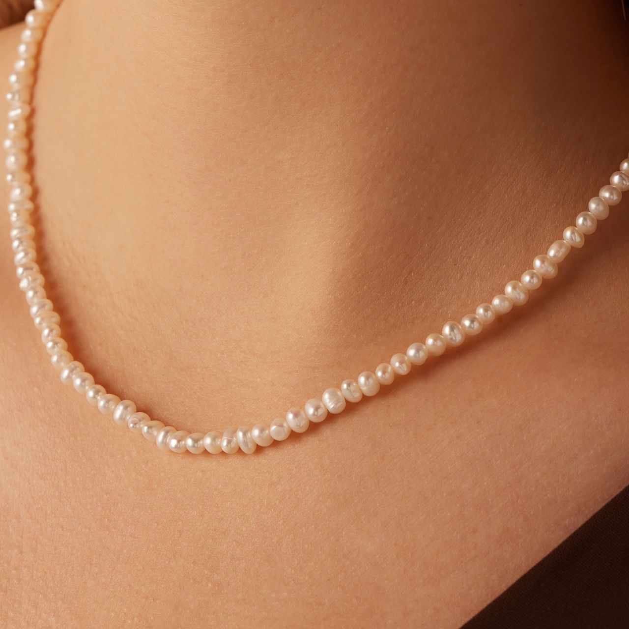 Zilveren goldplated parelketting voor dames