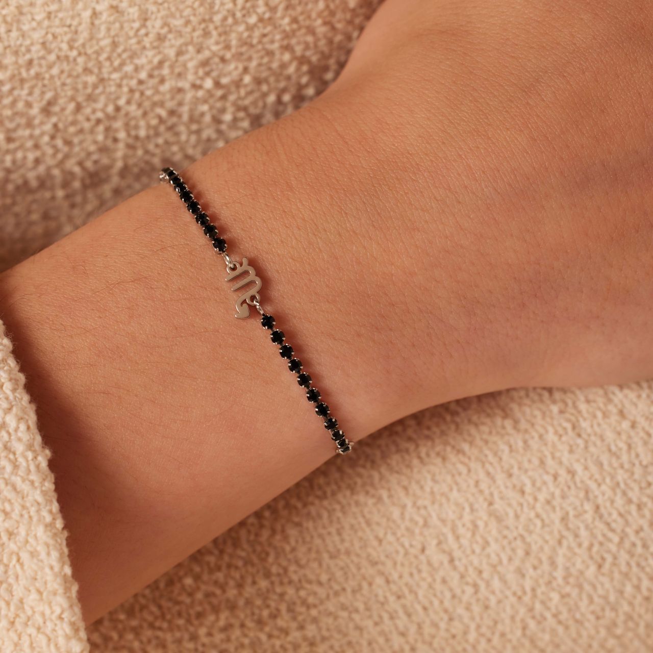 Stalen tennis armband wit cz letter - P