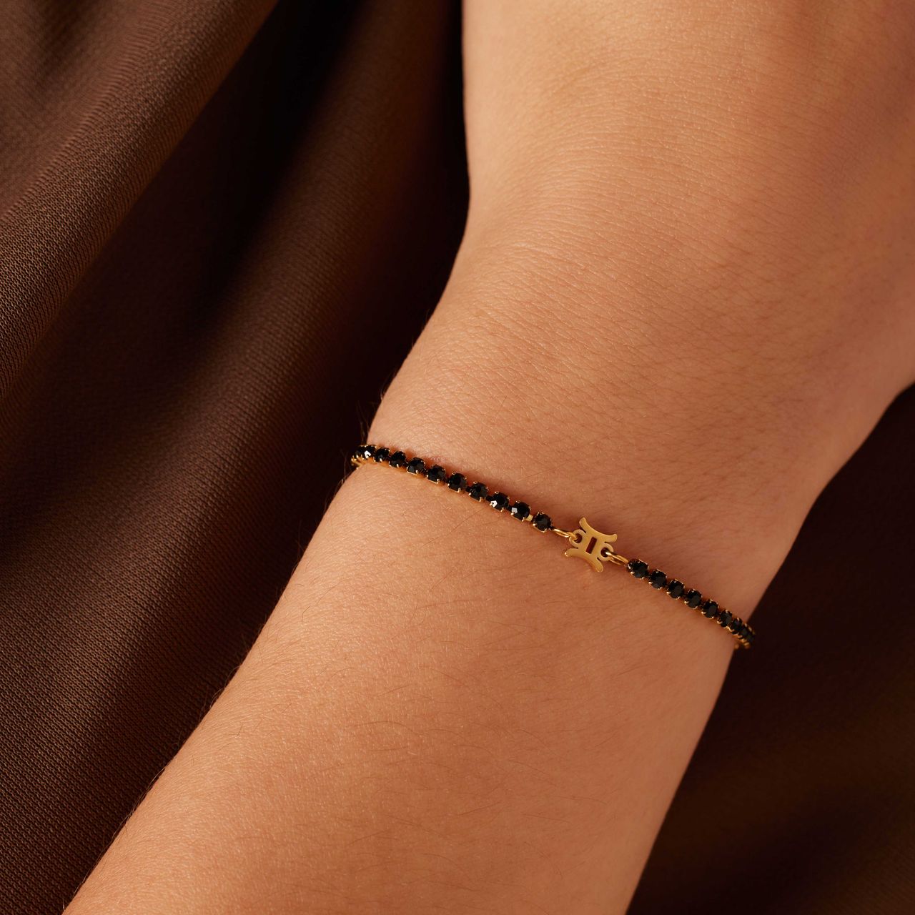 Stalen goldplated fantasiearmband met sterrenbeeldhanger Tweelingen voor da+E10158:E10180mes