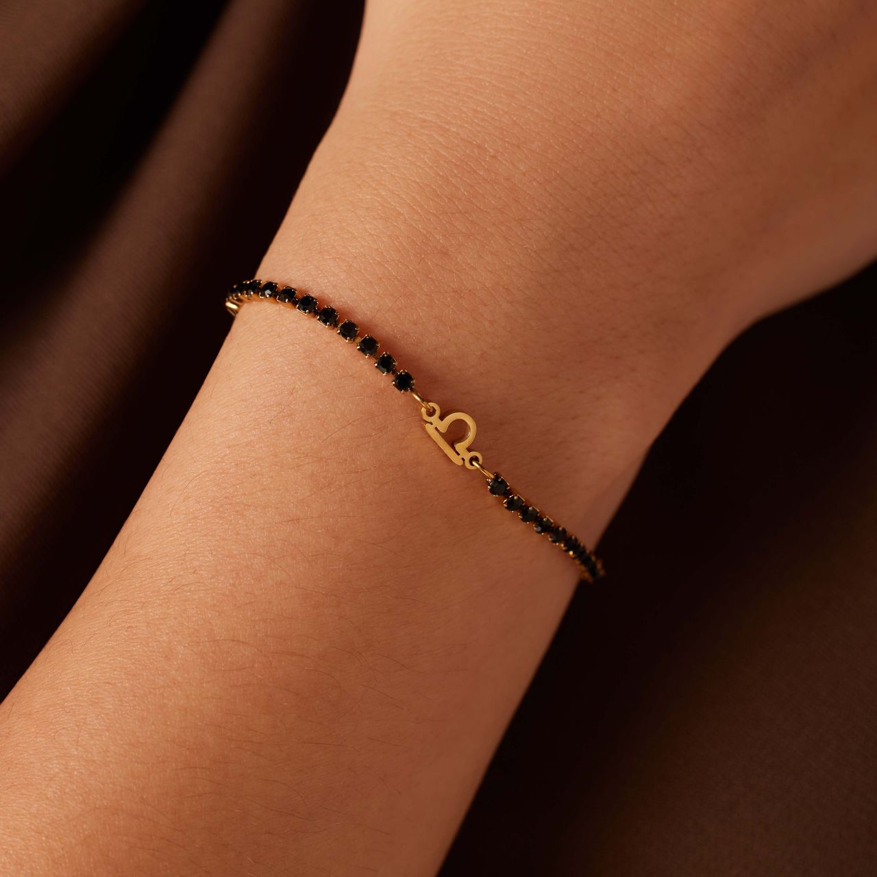 Tennisarmband aus Edelstahl, vergoldet, Waage/Libra