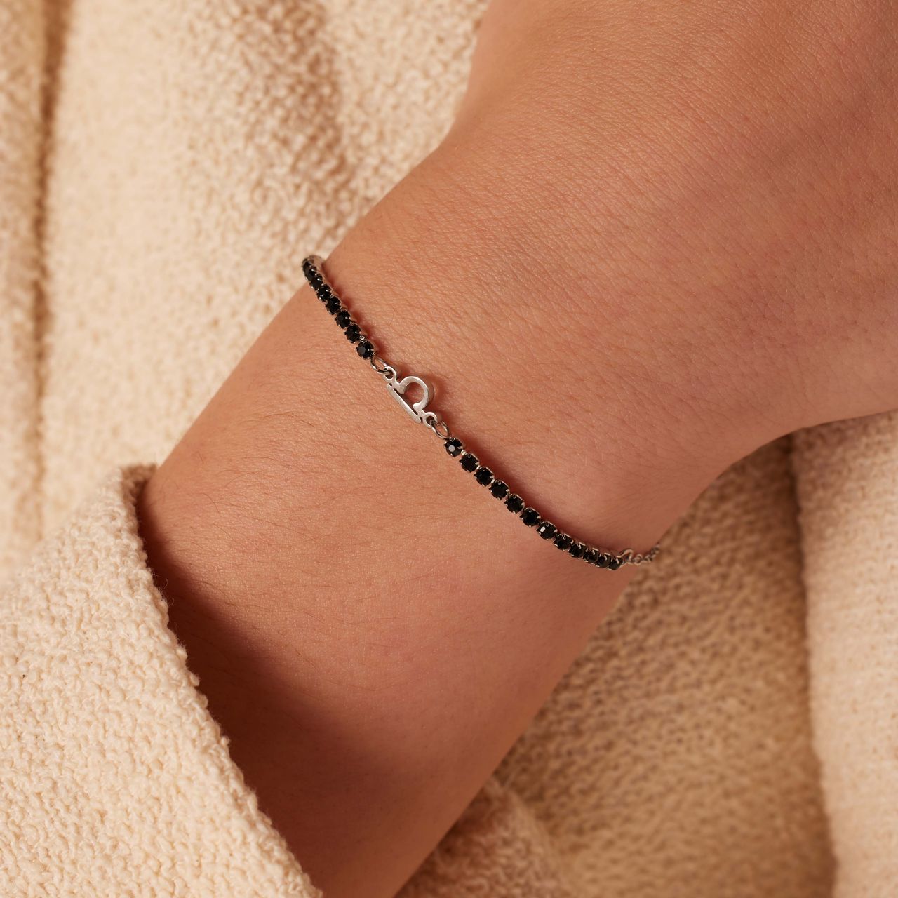 Stainless steel tennis armband Weegschaal/Libra