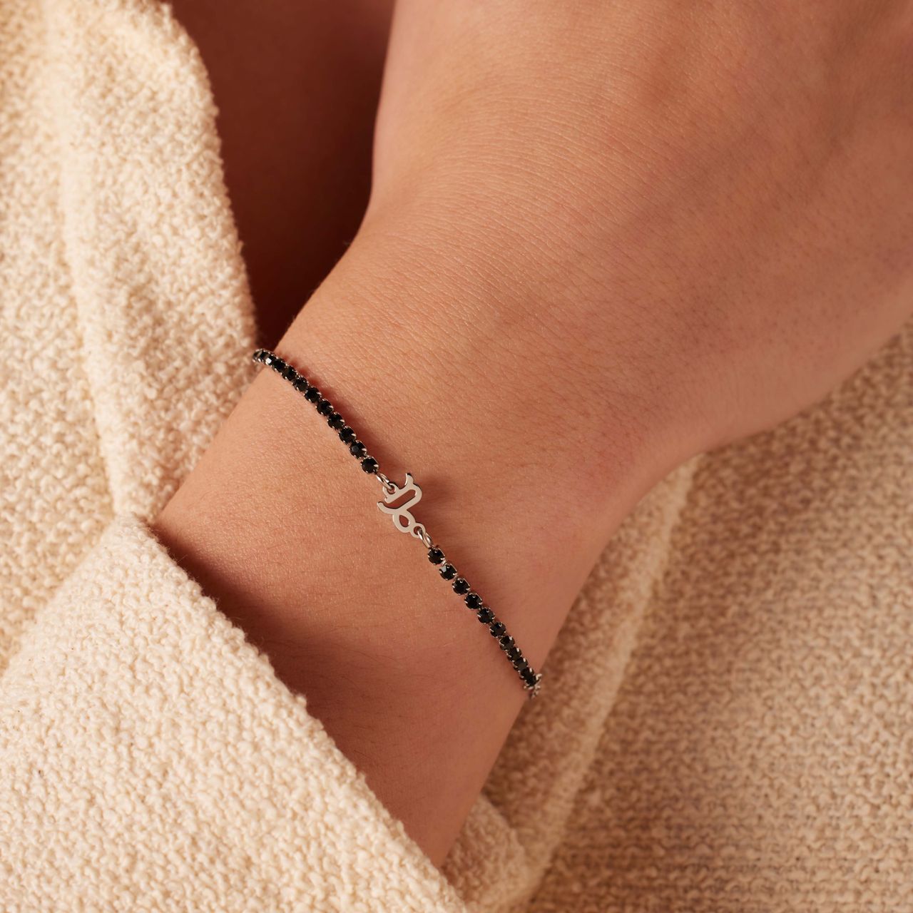 Tennisarmband aus Edelstahl, Steinbock/Capricornus