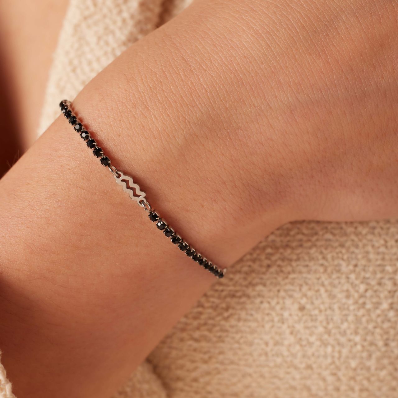 Tennisarmband aus Edelstahl, Wassermann/Aquarius