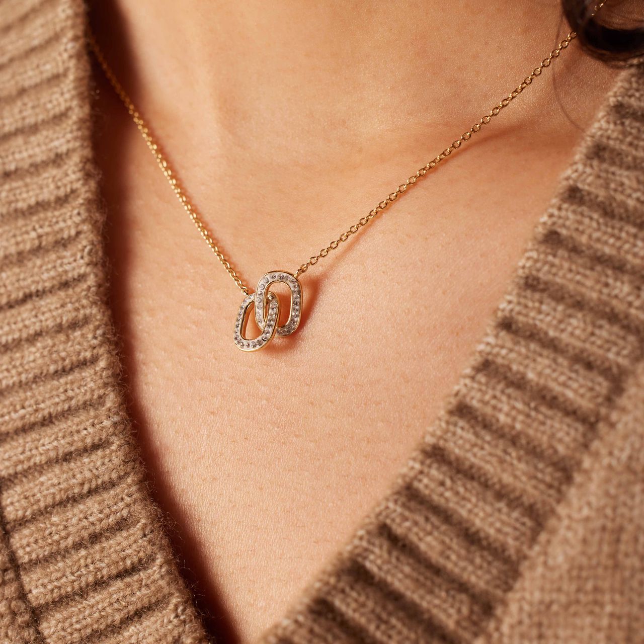 Zilveren goldplated ketting met hanger met zirkonia voor dames