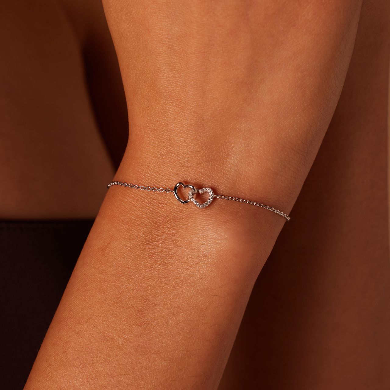 Armband aus 925 Silber, kleine Herzen, Zirkonia
