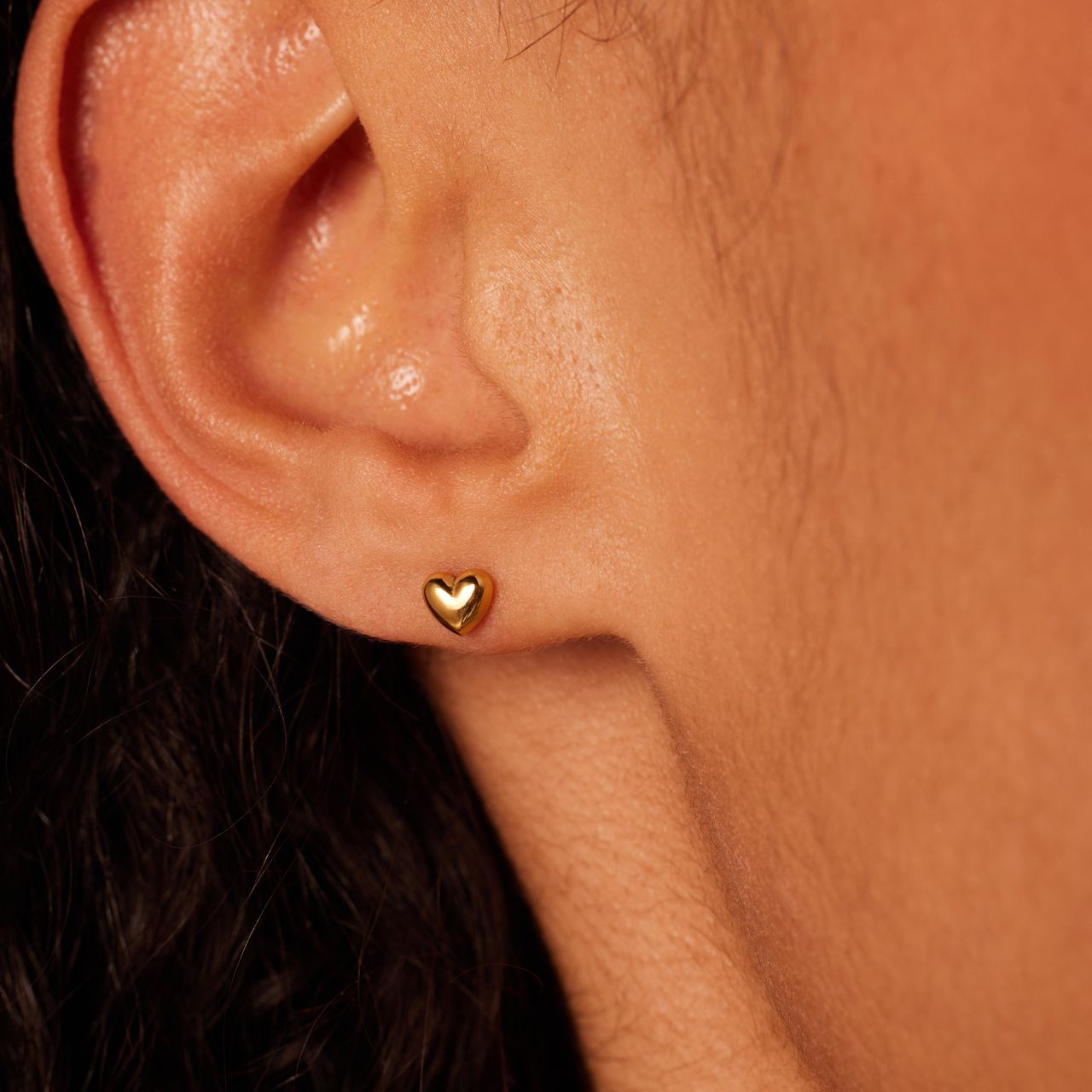 Stainless steel goldplated oorknoppen hart voor dames