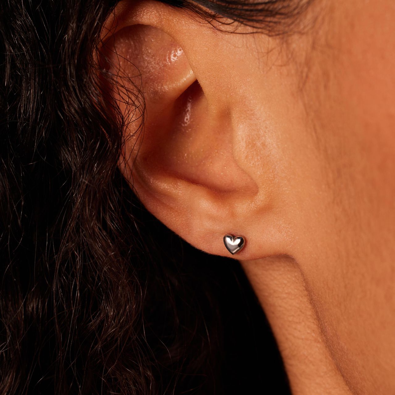 Stainless steel oorknop met hart
