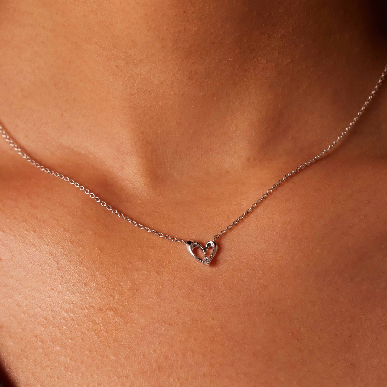 Zilveren ketting met hanger hart voor dames
