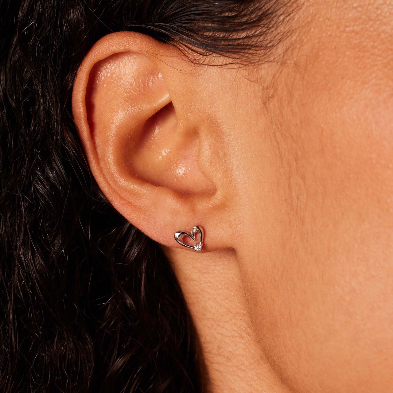 Ohrstecker, 925 Silber, Herz, Zirkonia