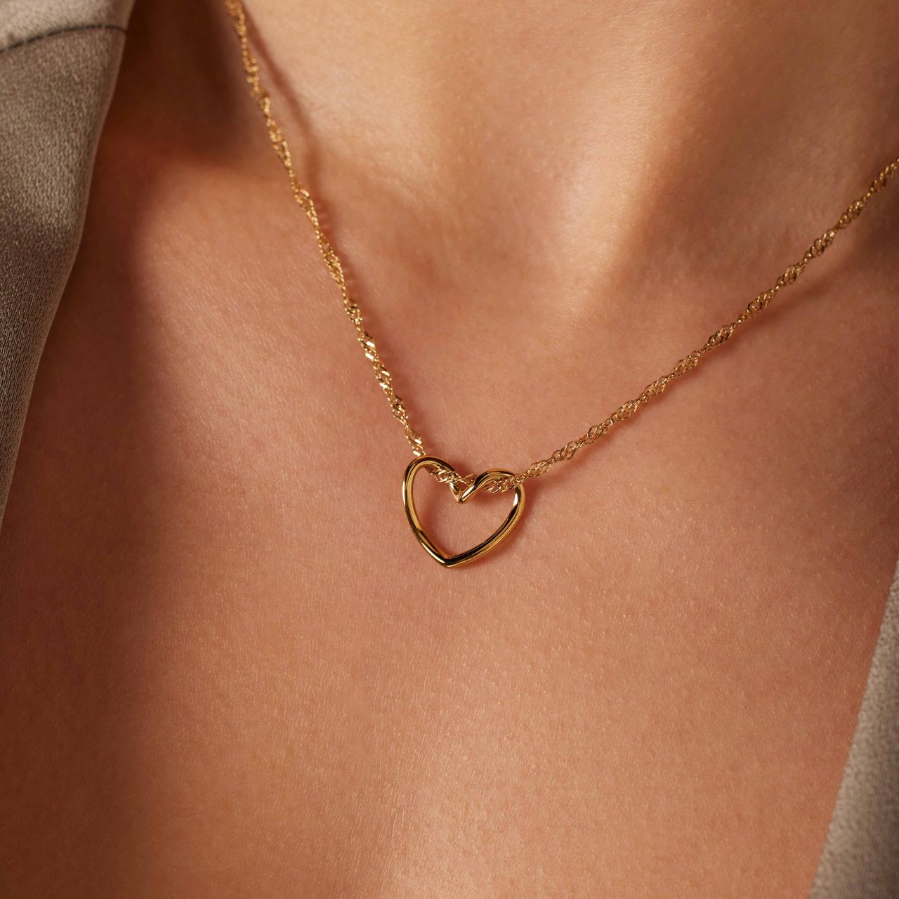 Stalen goldplated ketting met hanger hart voor dames
