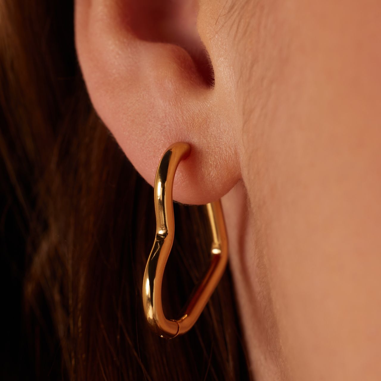 Stainless steel goldplated oorringen hart voor dames