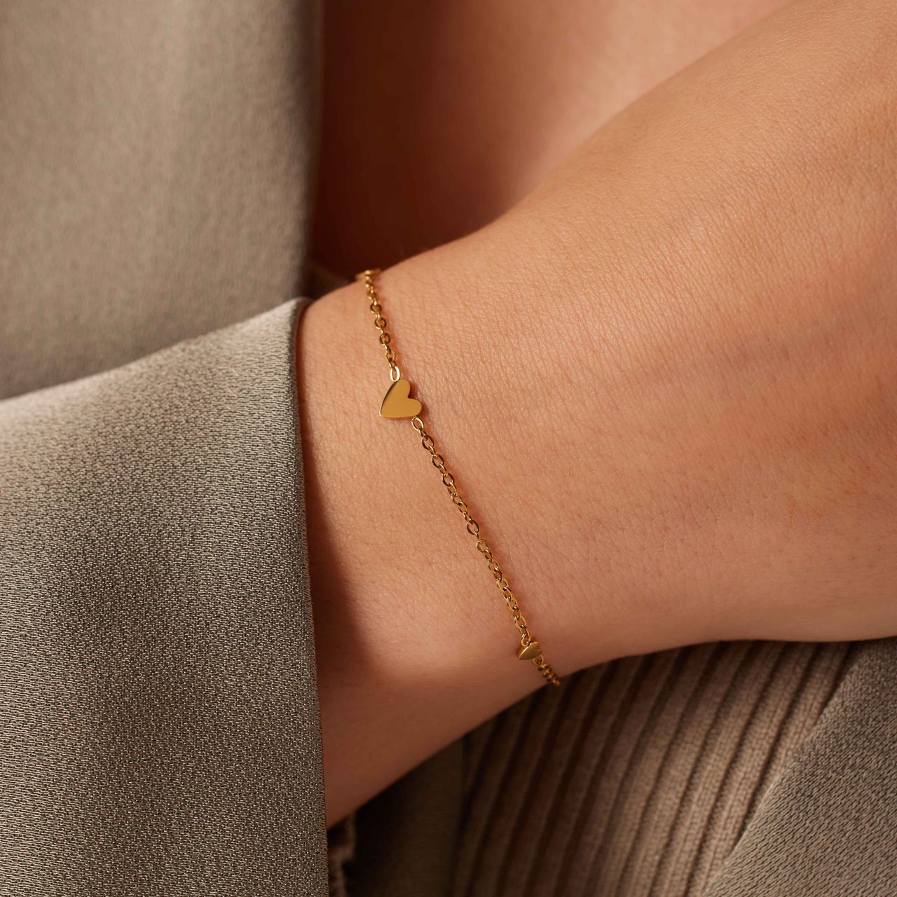 Stalen goldplated fantasiearmband hart voor dames
