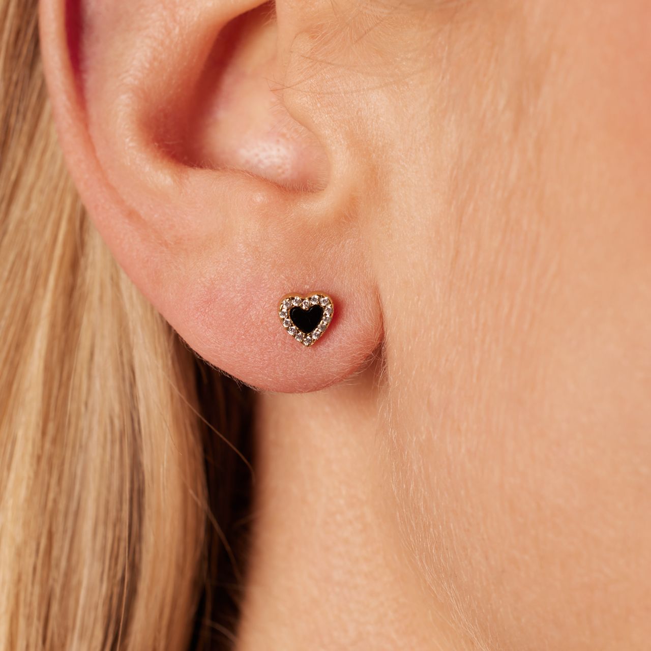 Zilveren goldplated oorknoppen met black agaat voor dames