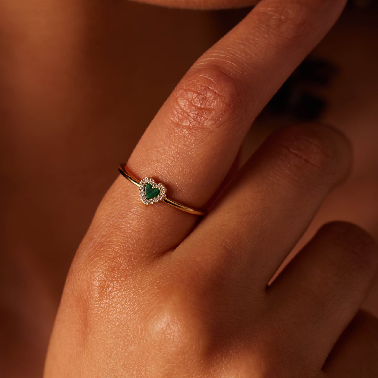 Vergoldeter Ring aus 925 Silber mit Malachit
