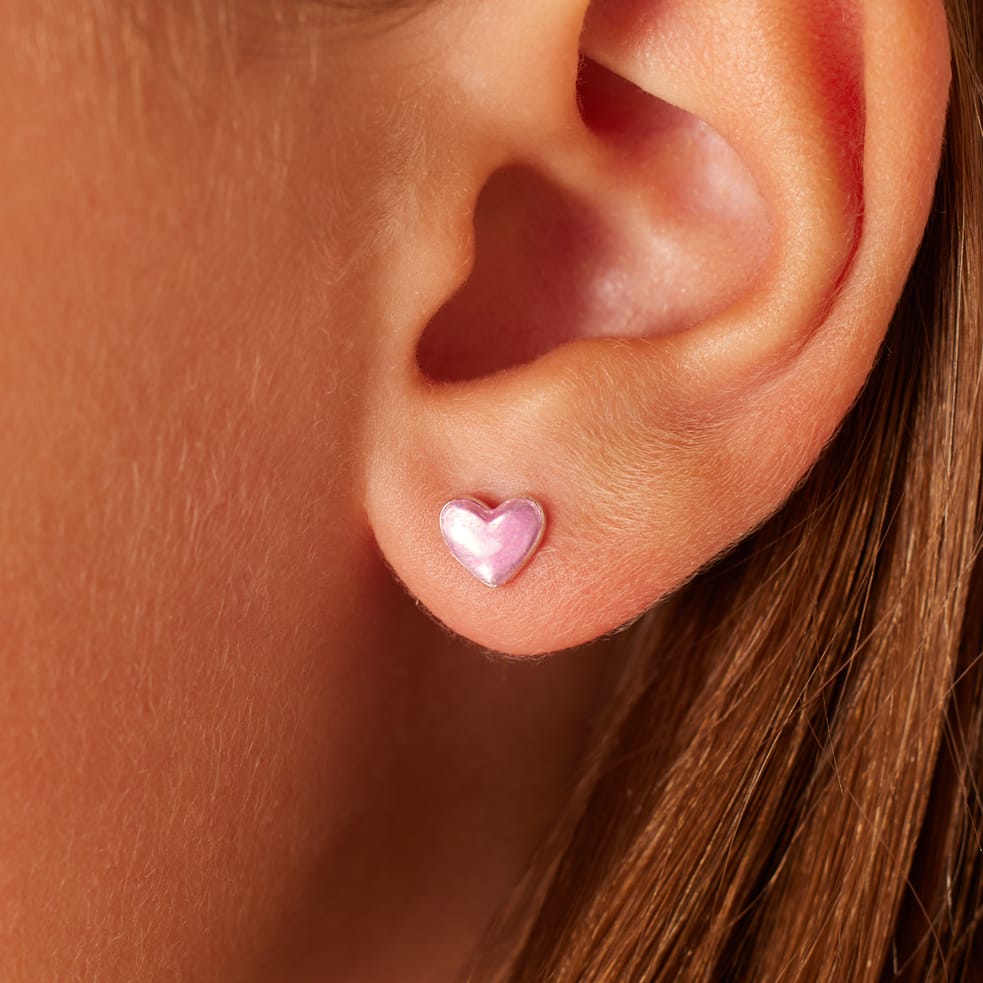 Ohrstecker aus 925er Silber mit rosa Herz
