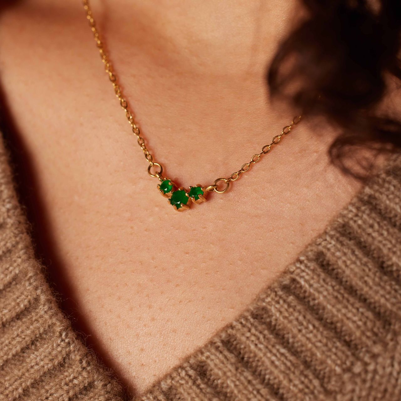 Stalen goldplated ketting met hanger met zirkonia voor dames
