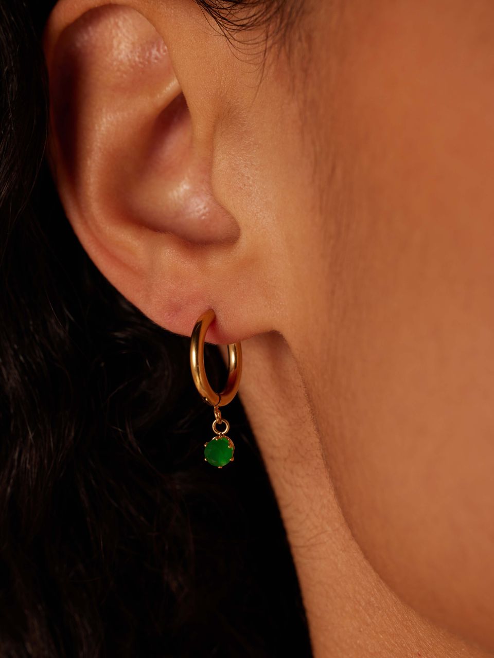 Stainless steel goldplated oorringen met turquoise voor dames