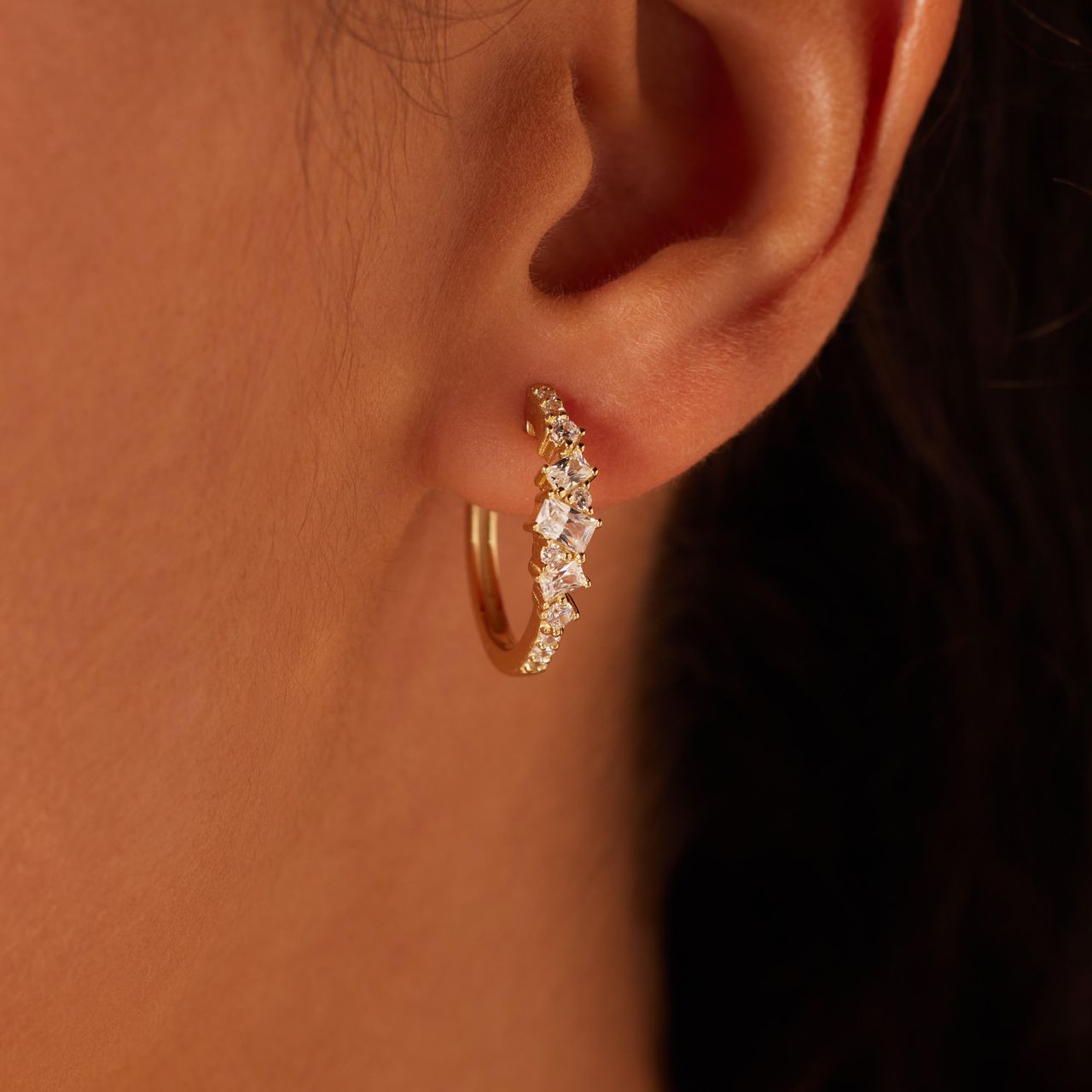 Zilveren goldplated oorringen met zirkonia voor dames
