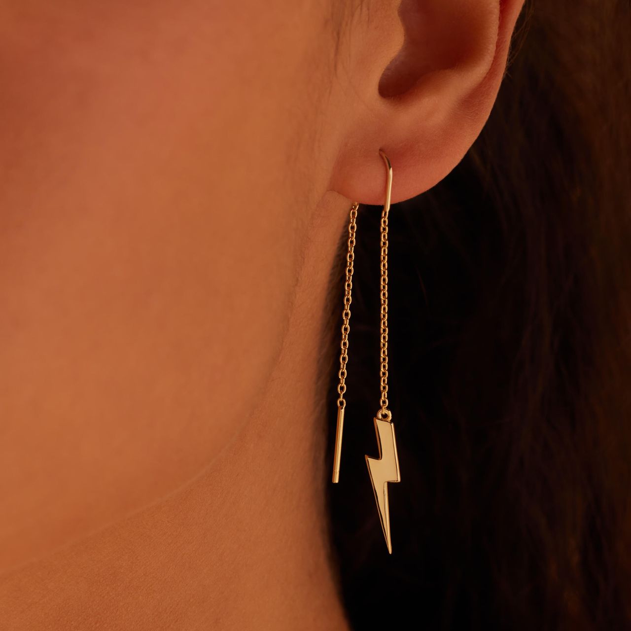 Zilveren goldplated oorhangers bliksemschicht voor dames