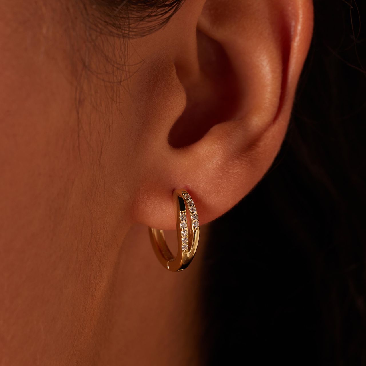 Zilveren goldplated oorringen met zirkonia voor dames